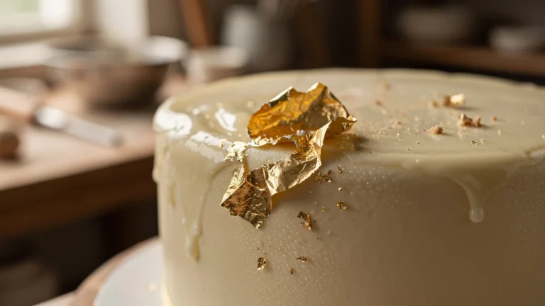 Gâchis de 35 € de feuille d'or posée sur un fondant humide en cake design, souvenir douloureux