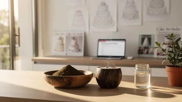 Cuisine moderne éclairée par le soleil avec kava Aix préparé sur un plan de travail en bois naturel