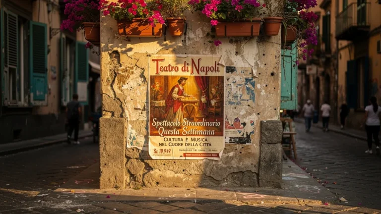 Photographie réaliste d’une locandina di Napoli traditionnelle sur mur en pierre à Naples