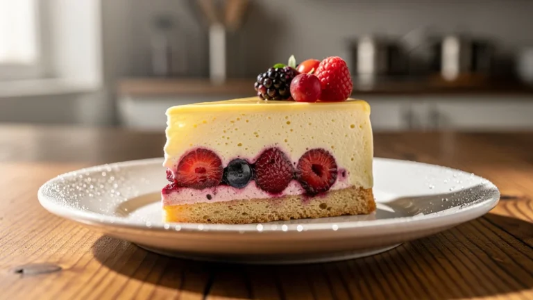Entremets avec crème diplomate stable préservant un biscuit moelleux sans détrempage, dessert élégant et raffiné