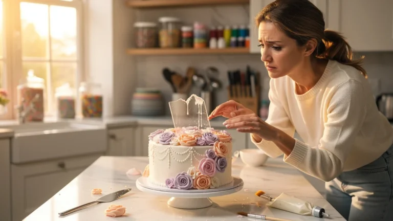 Topper de gâteau fondant illustrant l’apprentissage de la décoration au dernier moment